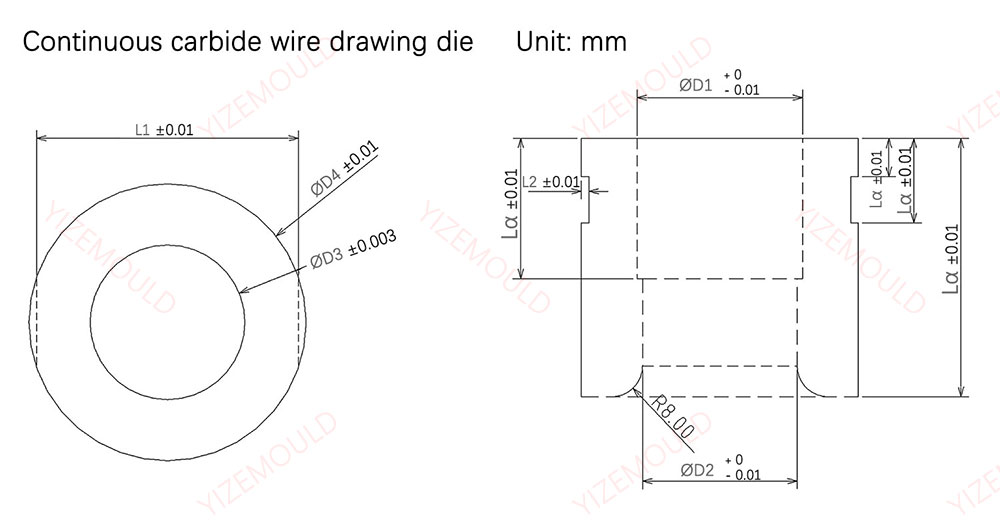 Carbide wire drawing die